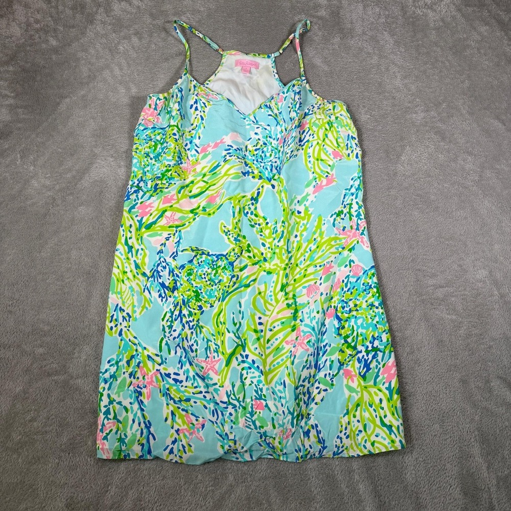 Lilly Pulitzer Dress Womens Small Multicolor Silk Floral Strappy Slip Sundress